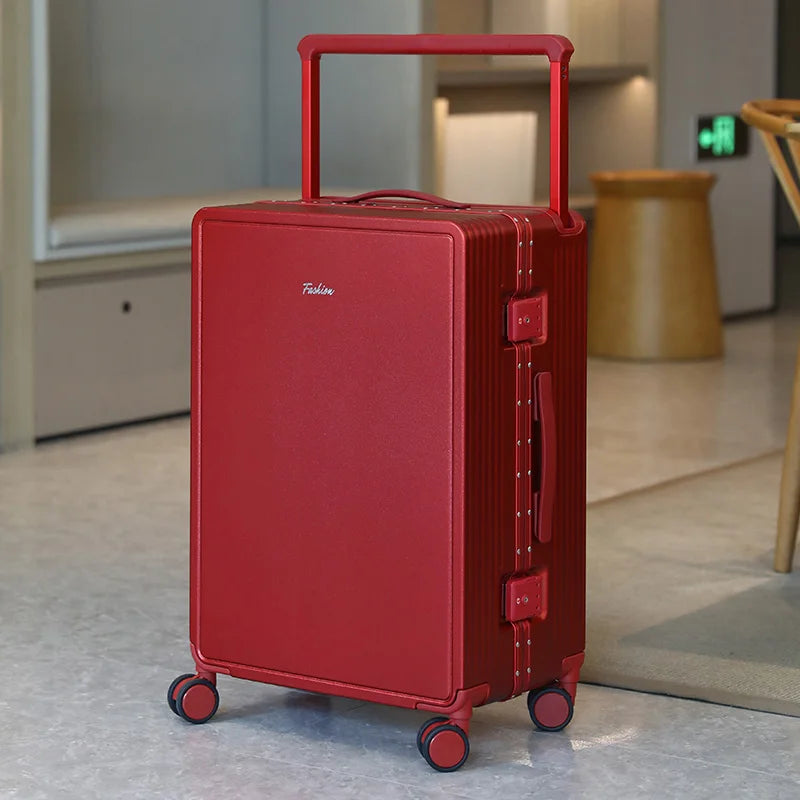 2026 new high-end wide pull rod luggage, aluminum frame travel suitcase, sturdy large capacity boarding case