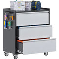 Metal Rolling Storage Cabinet with Drawers and Pegboards for Workshop, 18.11D x 30.3W x 35.4H Inches
