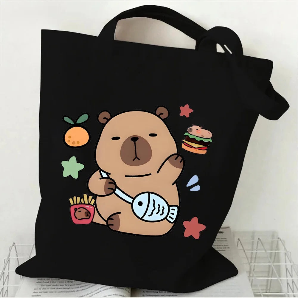 Capybara Printed Shoulder Bags Student Handbag Women Large-capacity Shopper Bag Harajuku Shopping Storage Pouch Tote for Girl