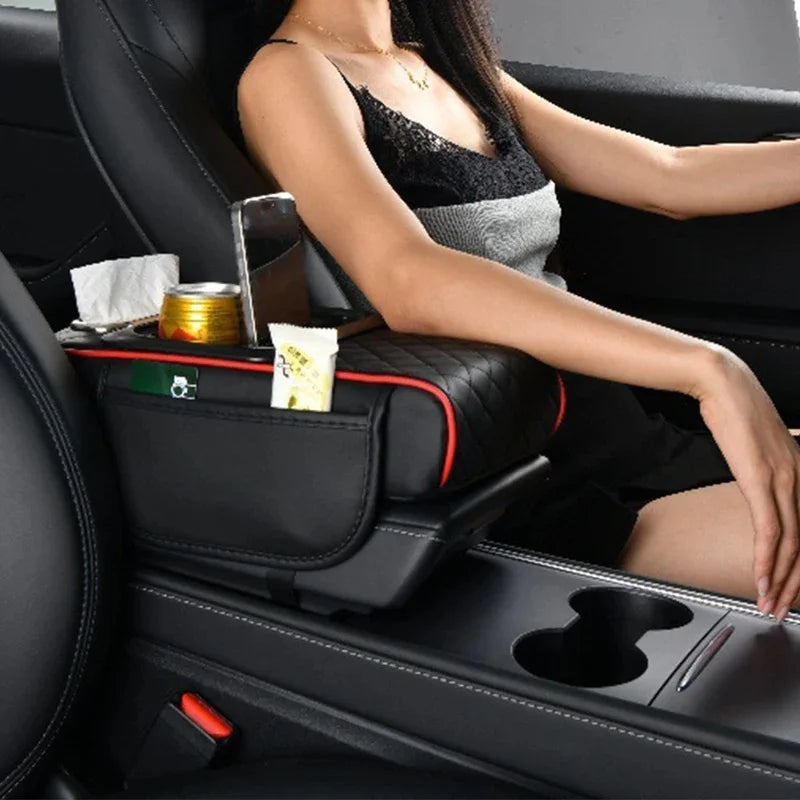 1PC Car armrest box pad, height pad, beverage cup holder, multifunctional storage, universal central armrest pillowcase