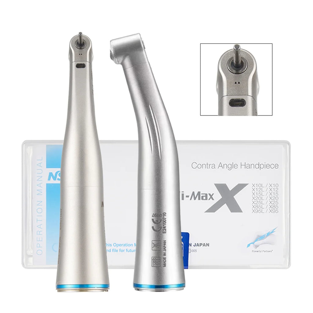 NSK Red Rings Ti Max X95L contraangulo Dental 1:5 Increasing Speed Handpiece Against Contra Angle LED Optic Fiber Quattro Spray
