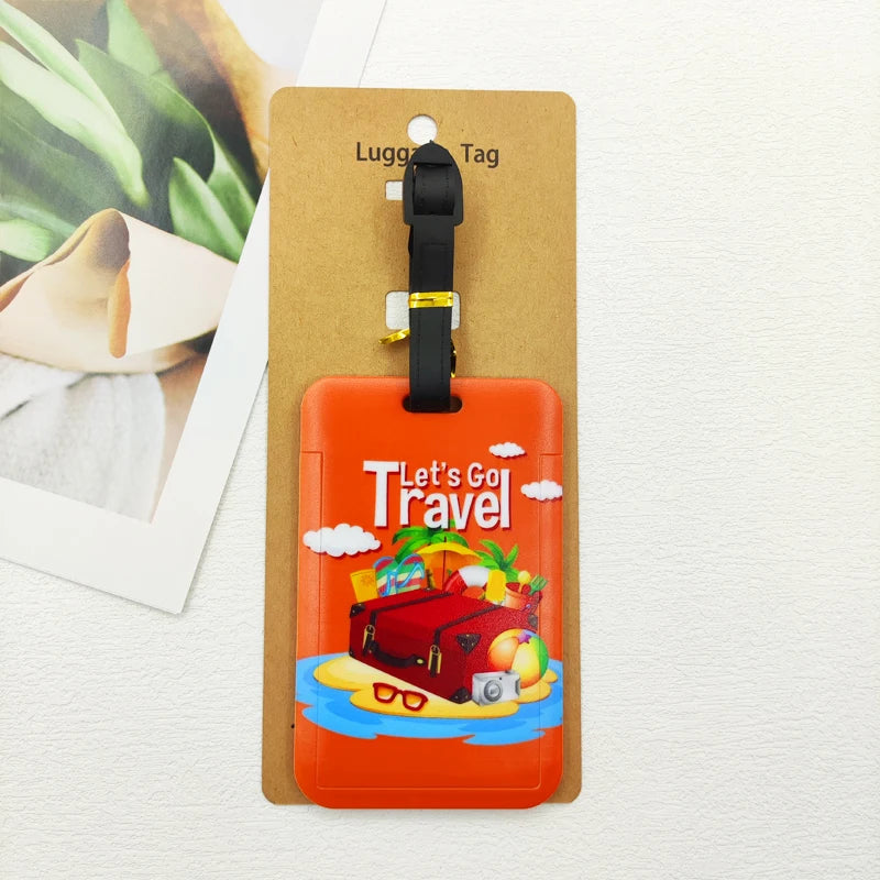 Let's Travel Luggage Label Men Travel Luggage Tag Boys Suitcase ID Address Holder Baggage Boarding Portable Suitcase Ticket