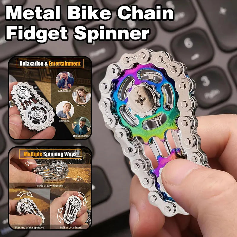 Metal Bike Chain Fidget Spinner Toys Sprockets Flywheel Fingertip Gyro Fidget Spinner Antistress Anxiety Toys for Kid Adult Gift