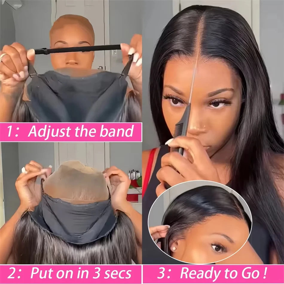 Glueless Wigs Human Hair Ready To Wear Bone Straight Human Hair Wigs 30 Inch Pre Cut 4X4 5X5 Hd Lace Closure Wig Brazilian Hair