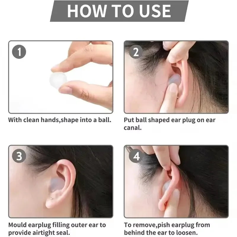 Moldable Soft Ear Plugs for Sleeping Waterproof Noise Cancelling Wax Reusable Earplugs for Swimming Flying Studying Earbuds