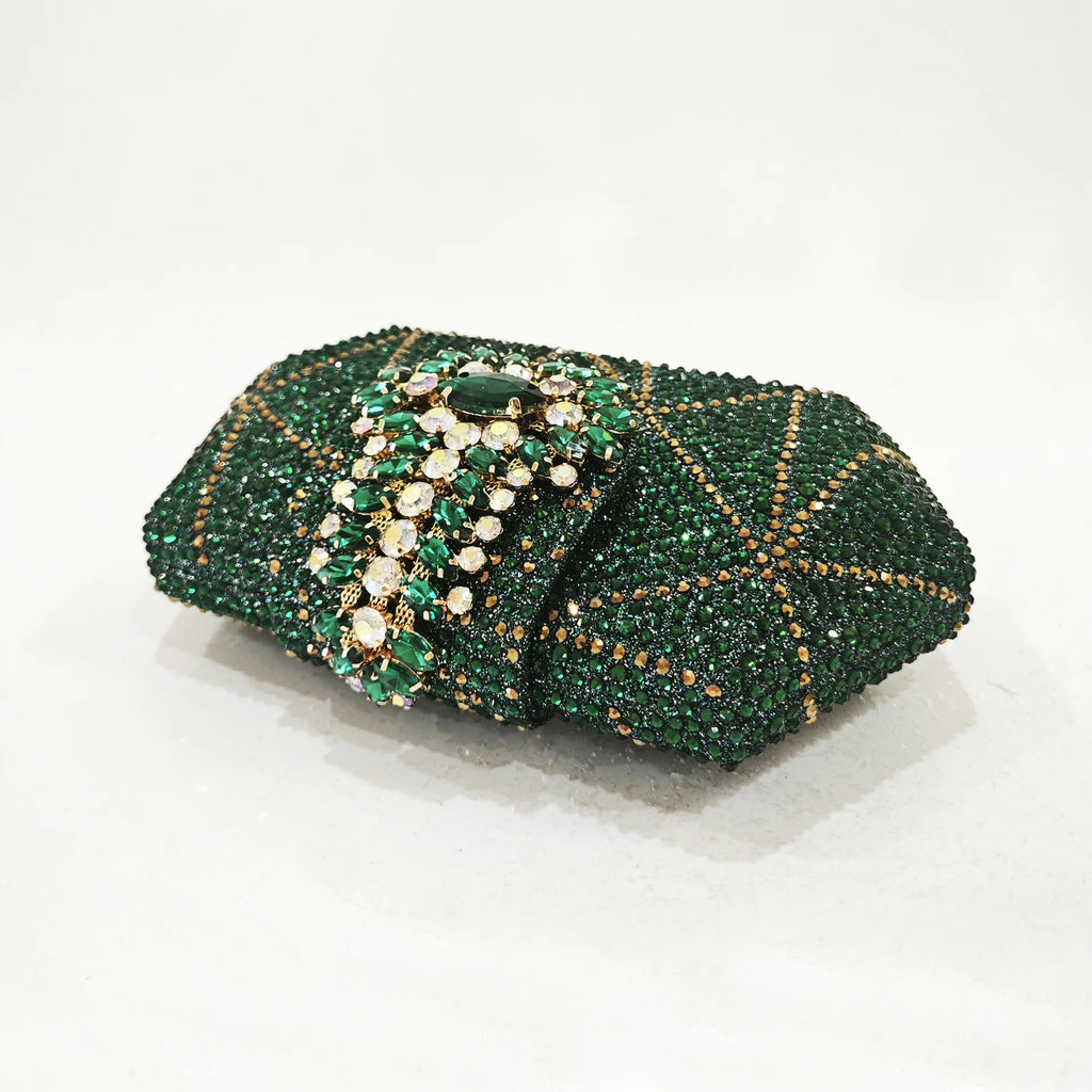 Fashion Women's Diamond-shaped Rhinestone Party clutch Bag, Handbag withLong Chain, Lady Everning Handbag Clutch Bag