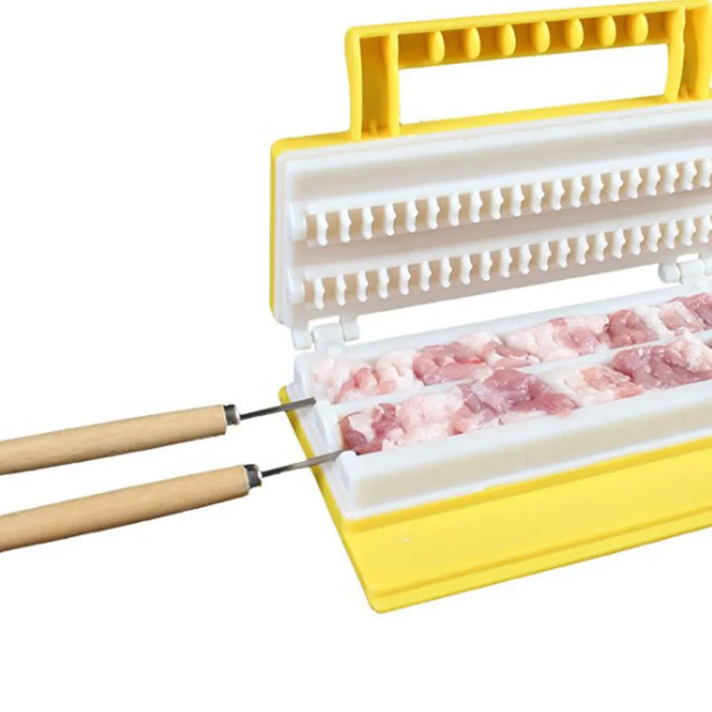 Professional Bbq Skewer Machine Double Row Heavy Duty Meat Skewer Tool for Kebab Making Barbecue Picnic Outdoor Cooking