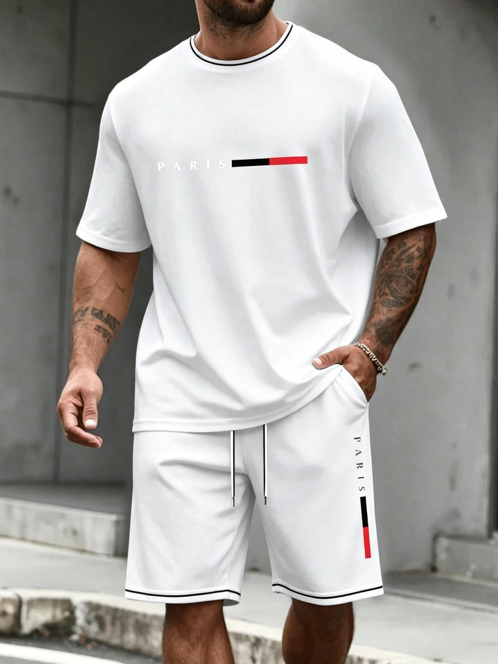 Men's Tracksuit 2 Piece O-neck Short Sleeve Shirt Shorts Set Men's Running Suit Plus Size T shirts Man Clothing Summer T-shirt