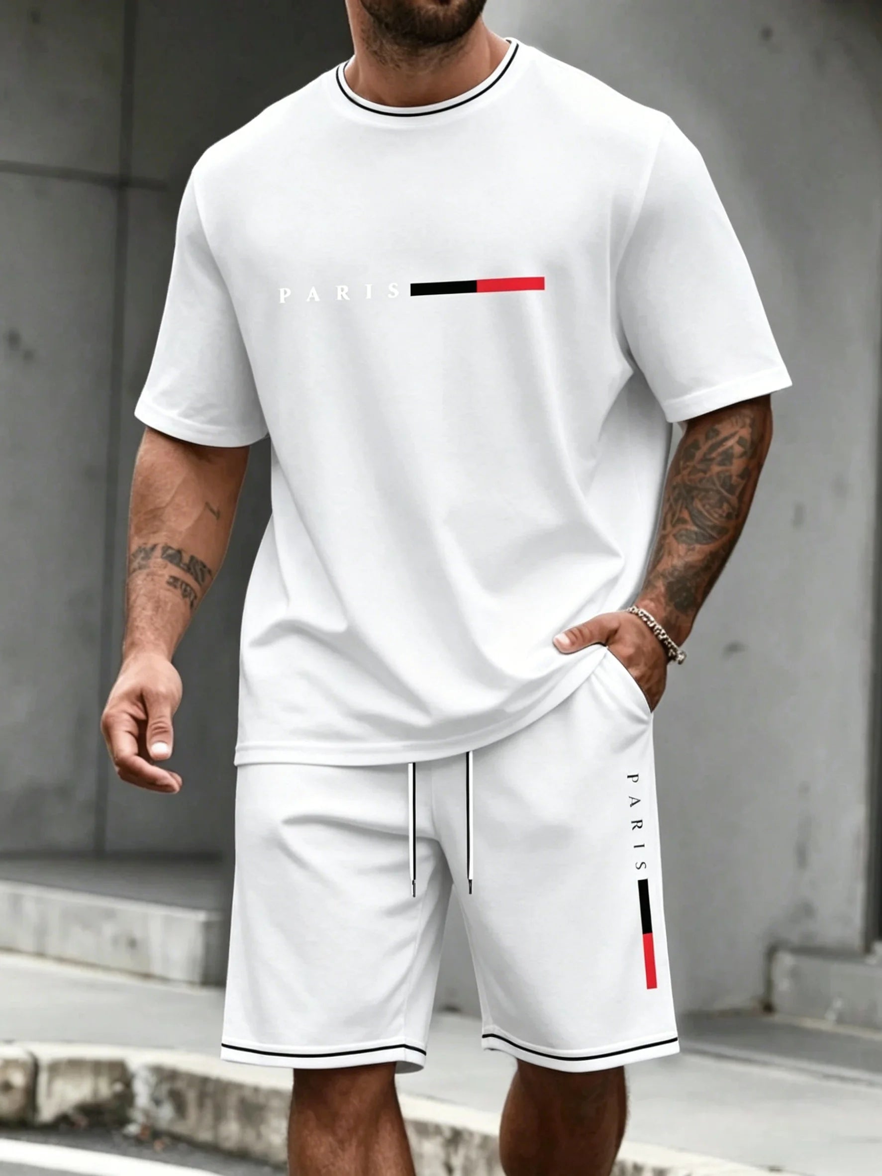Men's Tracksuit 2 Piece O-neck Short Sleeve Shirt Shorts Set Men's Running Suit Plus Size T shirts Man Clothing Summer T-shirt