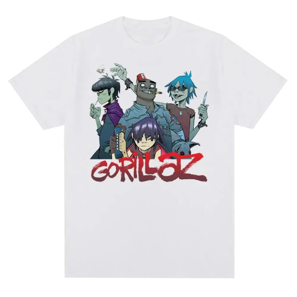 Music Band Gorillazs Punk Rock Print T Shirt 90s Casual Fashion Short Sleeve Plus Size T Shirt Unisex