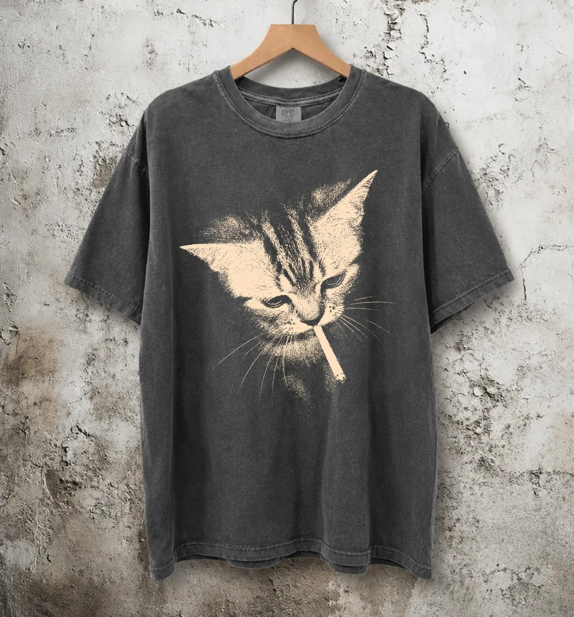 2026 Plus Size Summer Women's Vintage Smoking Cat T-shirt Cotton Breathable Stylish Versatile Street Style Oversized