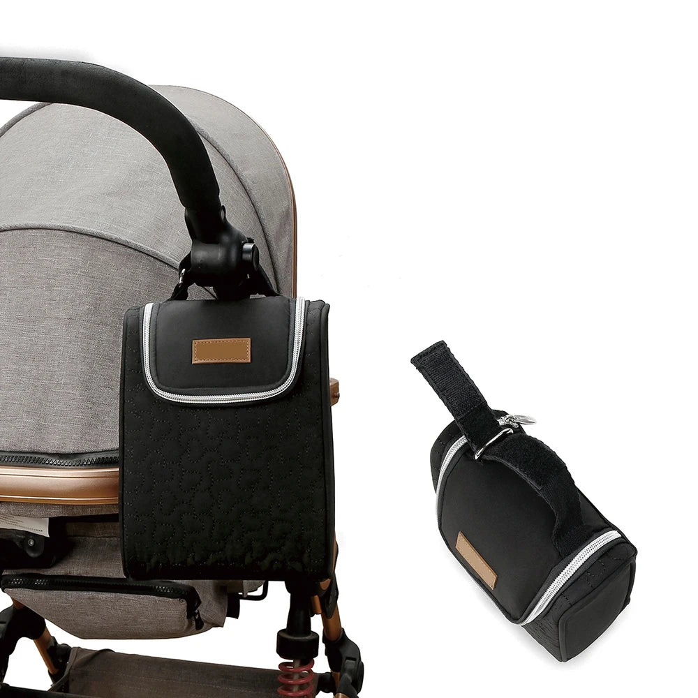 Portable Handheld Expandable Diaper Bag - Multi-Functional Baby Bottle Organizer Bag Black Travel Mom Bag