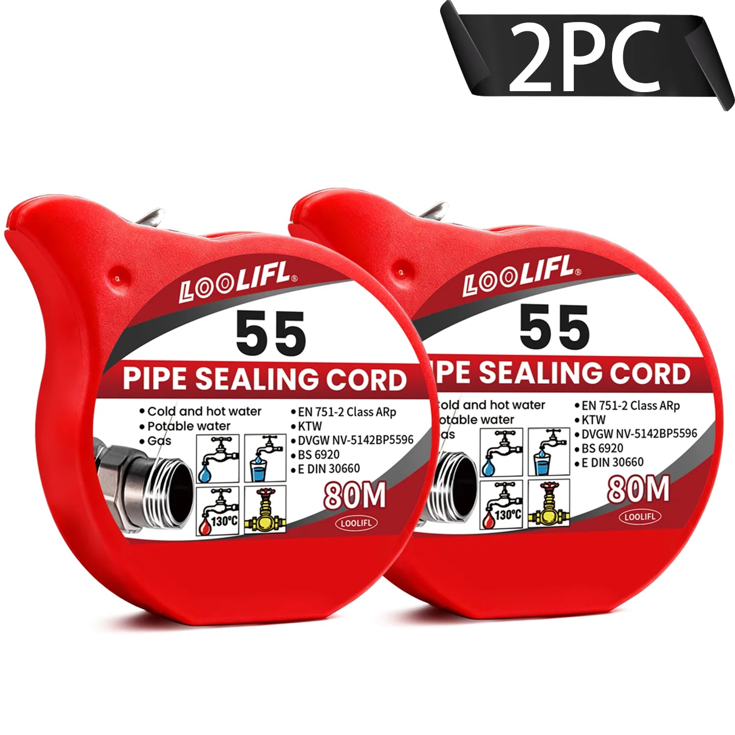 LOOLIFL 55Professional Pipe Sealing Cord Thread Seal Tape Alternative for Hot/Cold Water,Gas Pipeline Plumbing Sealing Solution
