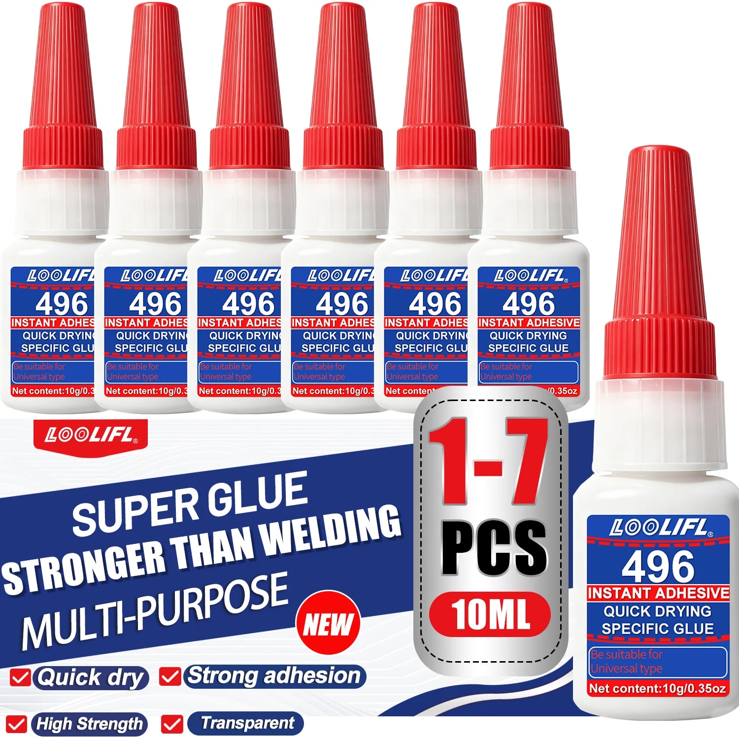 LOOLIFL 10ML Strong Adhesive Liquid Transparent Super Glue Instant Quick-Drying For Bond Plastic Wood Metal Crafts Repair Tools