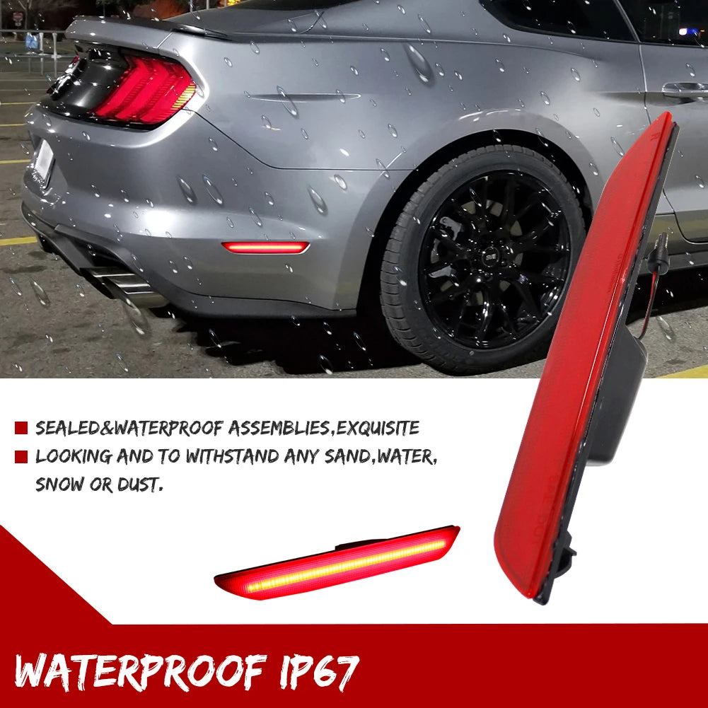 For 2015-2023 Ford Mustang Red/White Rear Side Fender Marker Light Parking Light/Driving Lights,OEM Sidemarker Lamps 12V