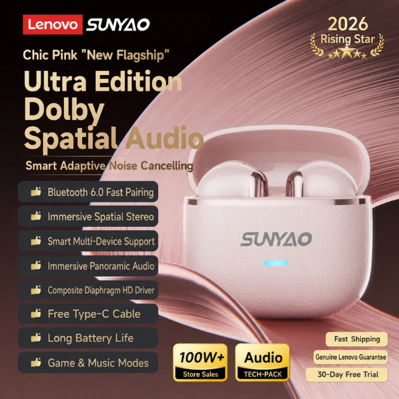 Lenovo LE-230 TWS Bluetooth 6.0 Earphones ENC Call Noise Reduction Wireless Earbuds HiFi Sound Low Latency Semi-In-Ear Headphone