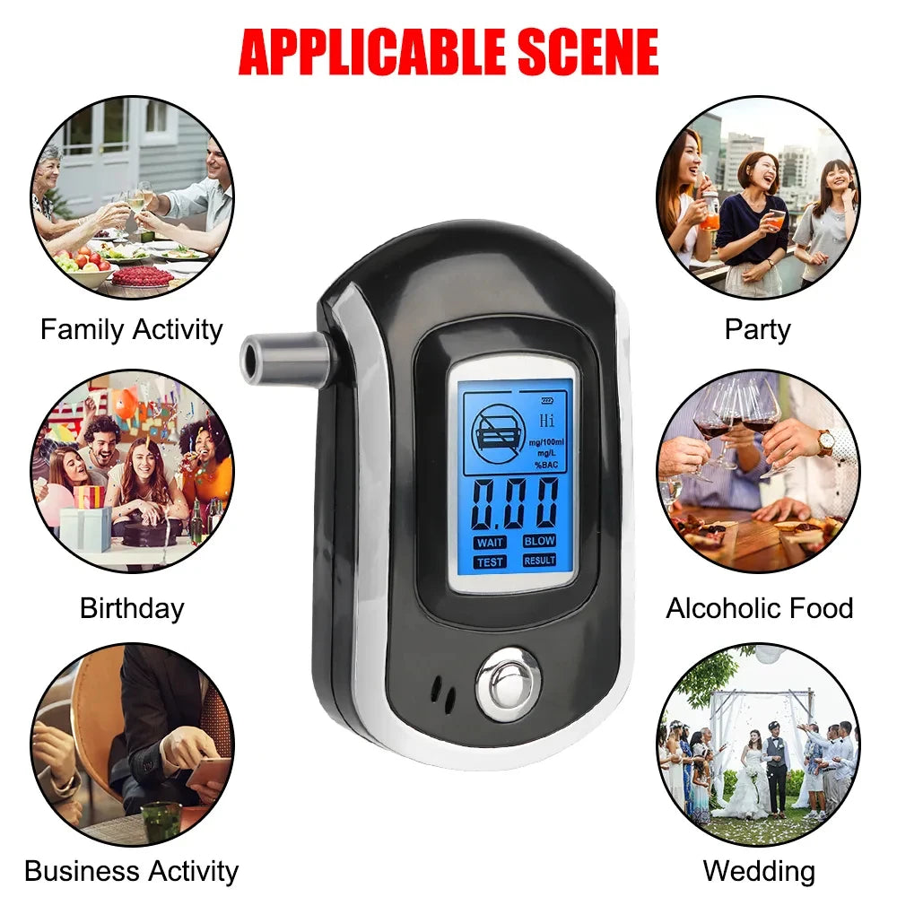 1pcs Handheld Digital Alcohol Detector Breathalyzer Mini Professional Alcotest LCD Screen Safety Alcohol Breath Tester Display