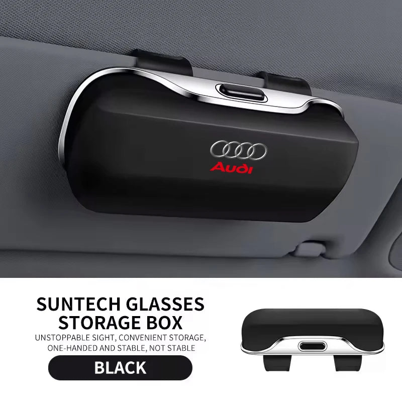 Car Visor Sunglasses Glasses Case Clip Eyeglasses Box Holder For Audi A4 A3 A6 TT S4 S5 S6 A1 A2 A5 A7 A8 Q1 Q2 Q3 Q4 Q5 Q6 Q7 Q