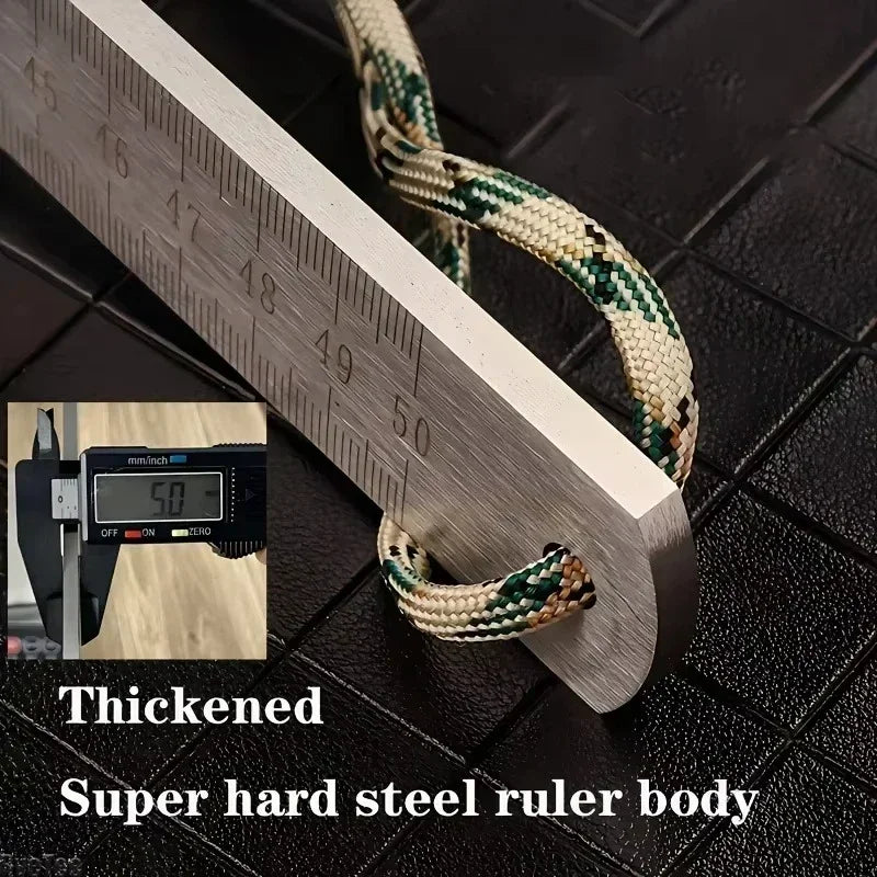 20 Inch Dual-Scale Stainless Steel Ruler Durable Thickened Quenched Steel with Random Lanyard Style Drawing & Measuring Tool