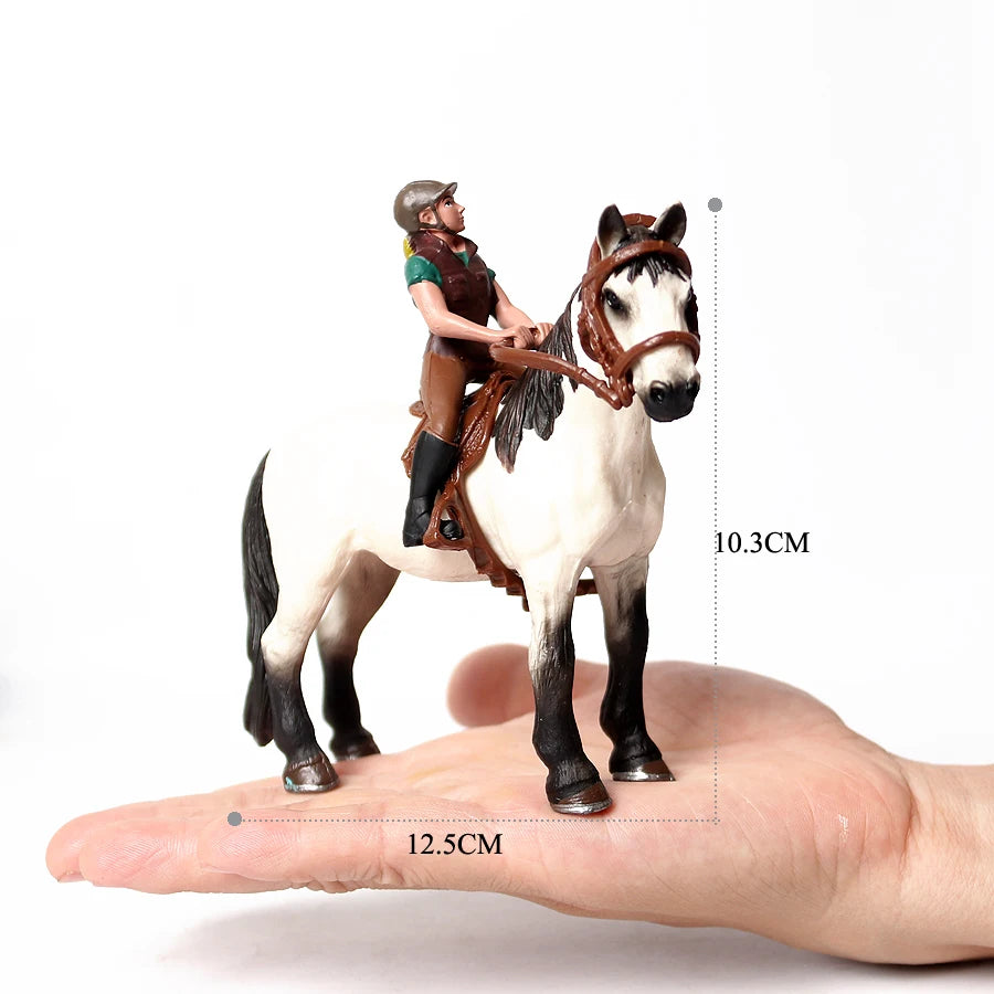 Realistic Equestrian Rider Horse with Saddle and Bridle Riding Playset Model Figures Decoration Educational Toys for Kids