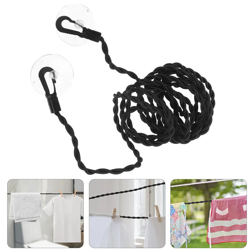 2Pcs Clothesline Portable Elastic Clothes Drying Rope Camping Outdoor Travel Laundry Line Retractable Windproof Non-Slip