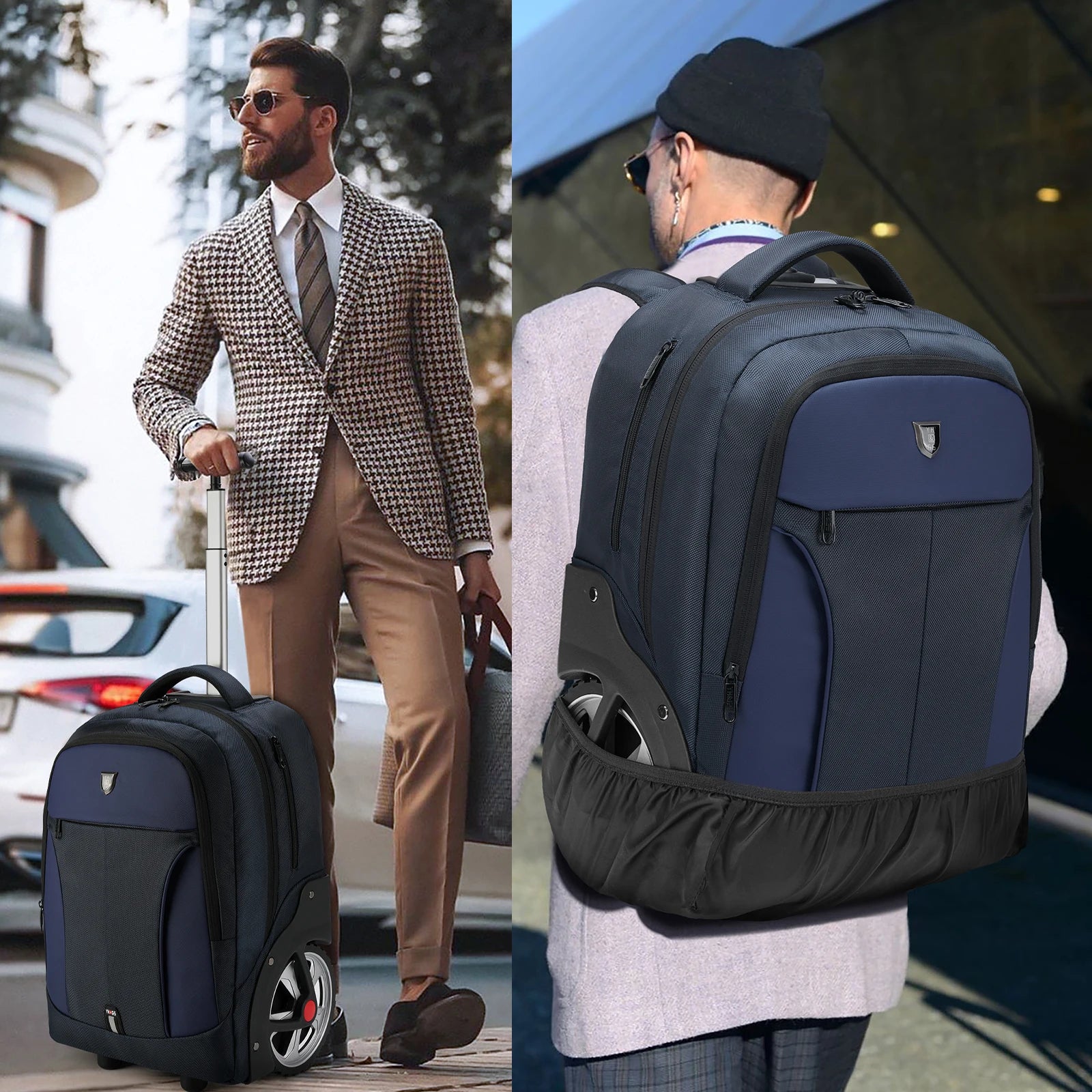 RUCYEN Rolling Luggage Backpack With Wheels Travel Suitcases Large Capacity Trolley Bags Multifinonal Backpack Laptop Bags