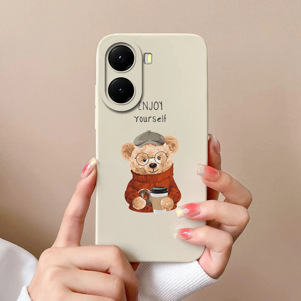 For Xiaomi Poco X7 Pro Case Lovely Bear Love Heart Shockproof Anti-fall Antifouling Luxury Shell For xiaomi poco x7 pro Coque