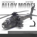AH-64D Apache Armed Helicopter Alloy Diecast Airplane Model Toy Simulation Sound Light Airplane Advanced Model Collectibles