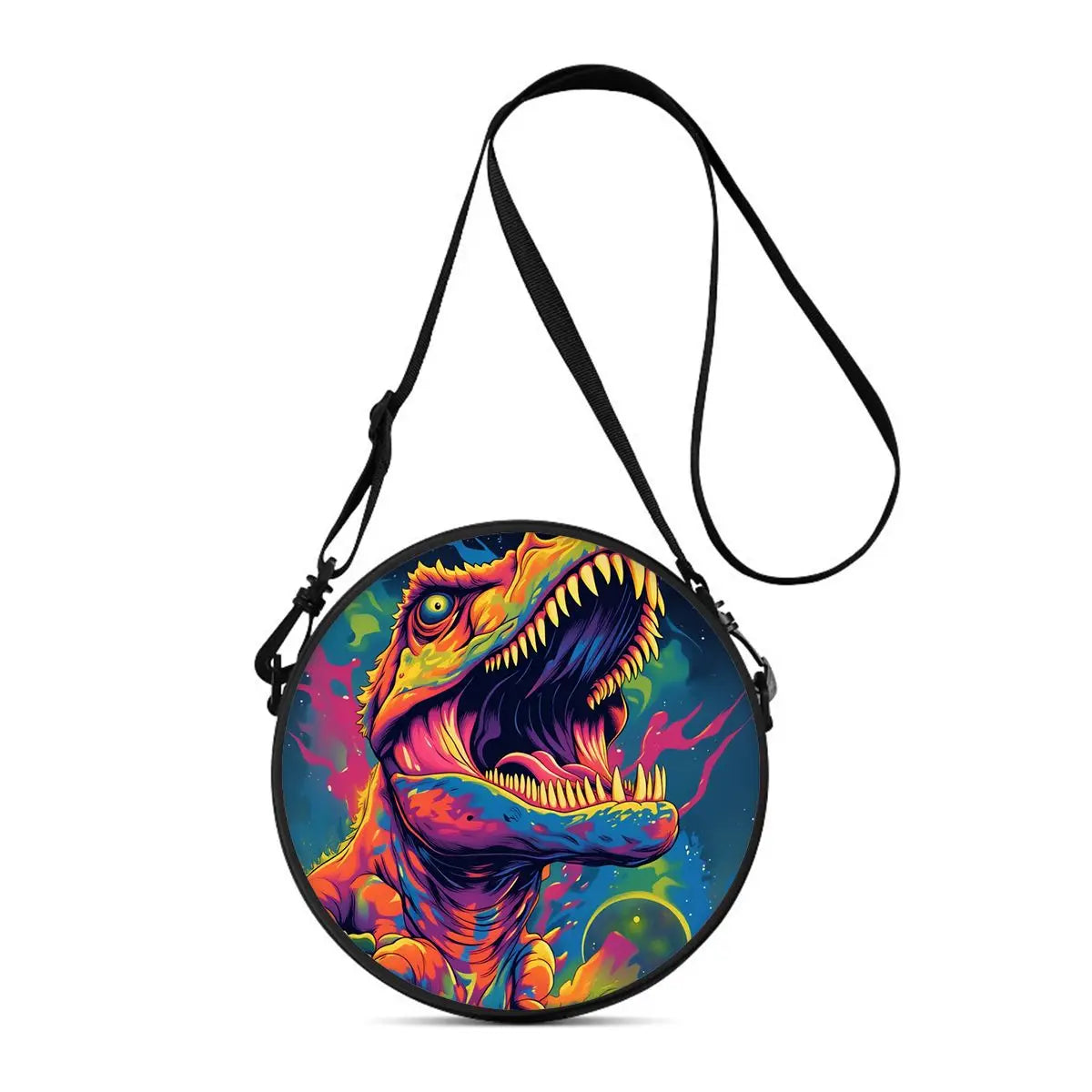 Dinosaur Print Round Shoulder Bag Casual Messenger Bag for Woman Best Gifts 2D Flat Casual Daily Crossbody Bag