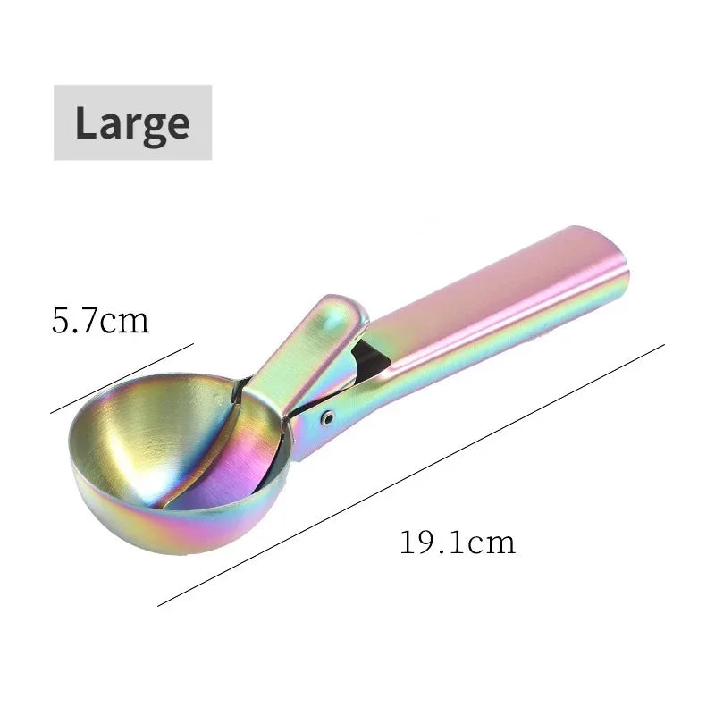 Ice Cream Scoop Set with Release Trigger Ideal for Ice Cream Frozen Yogurt Fruit and Sundaes Includes Small and Large Scoops