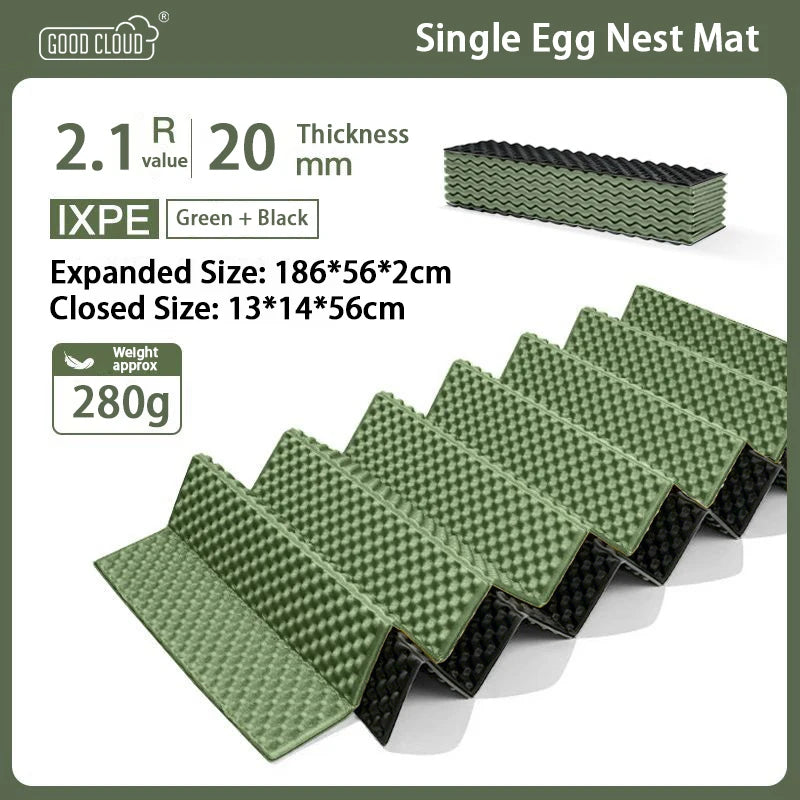 IXPE Aluminum Film Egg Nest Mat Foldable Waterproof Camping Mat for 1-2 Person Hiking Travel Backpacking Widen Tent Sleeping Pad