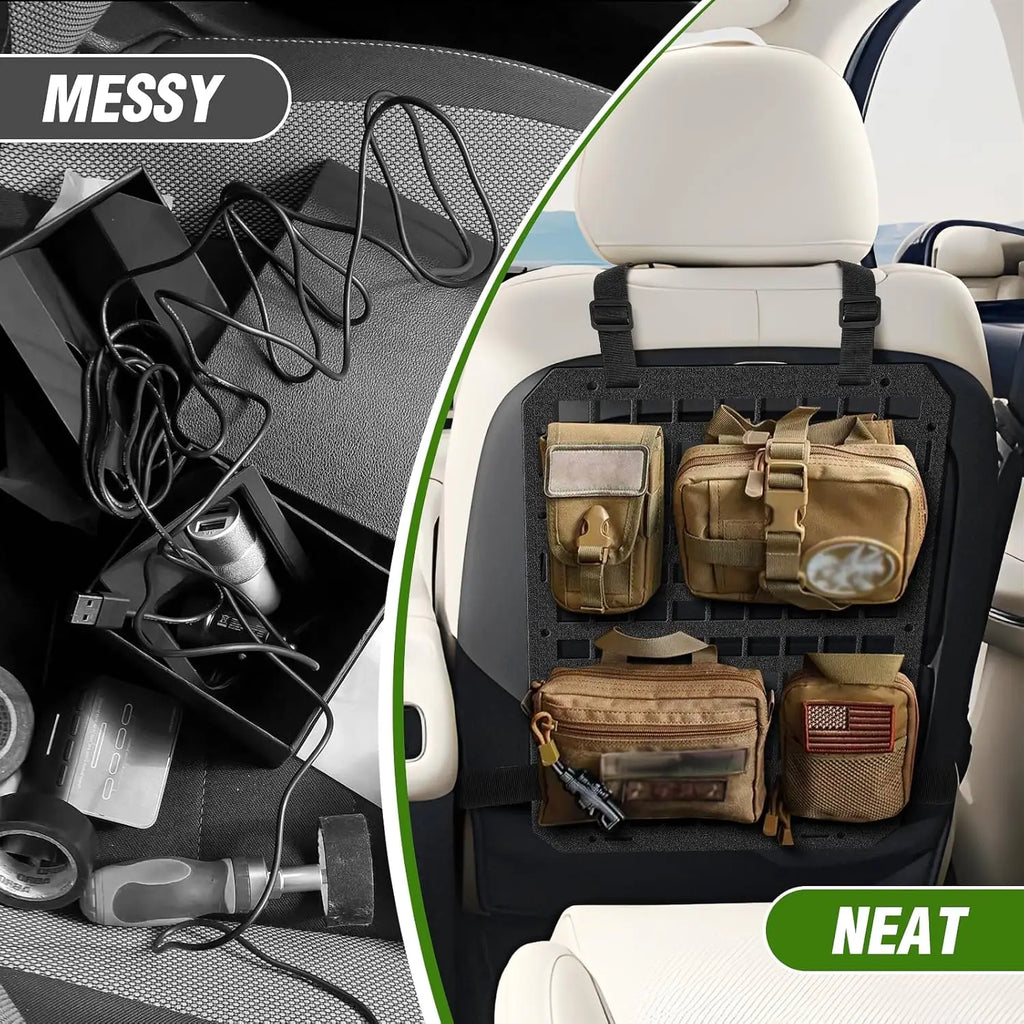 Car Seat Back Tactical Molle Panel Multifunctional Adjustable Seat Mesh Storage Organizer Tactical Vehicle Storage Hanging Plate