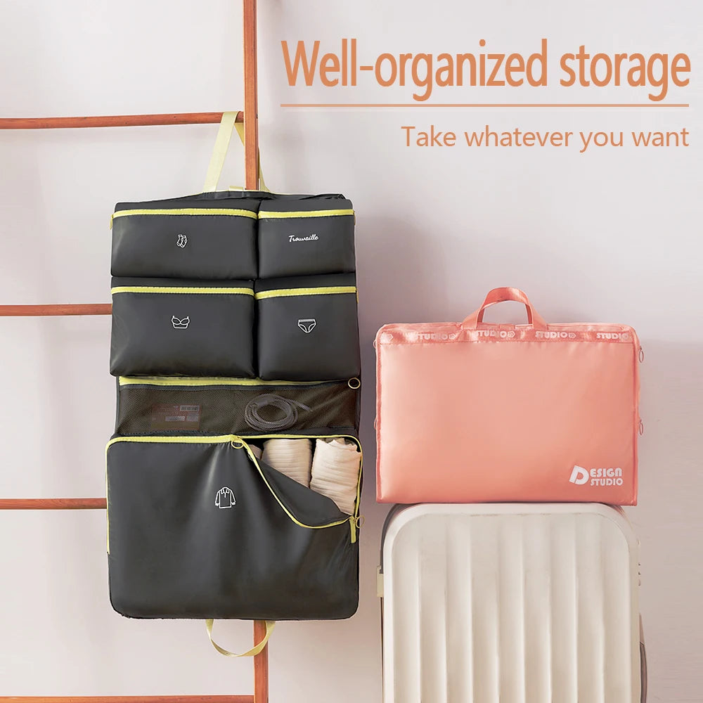 Seven-in-One Travel Organizer Bag for Luggage, Clothing, Underwear, and Undergarments - Travel Bag with Divided Compartments for