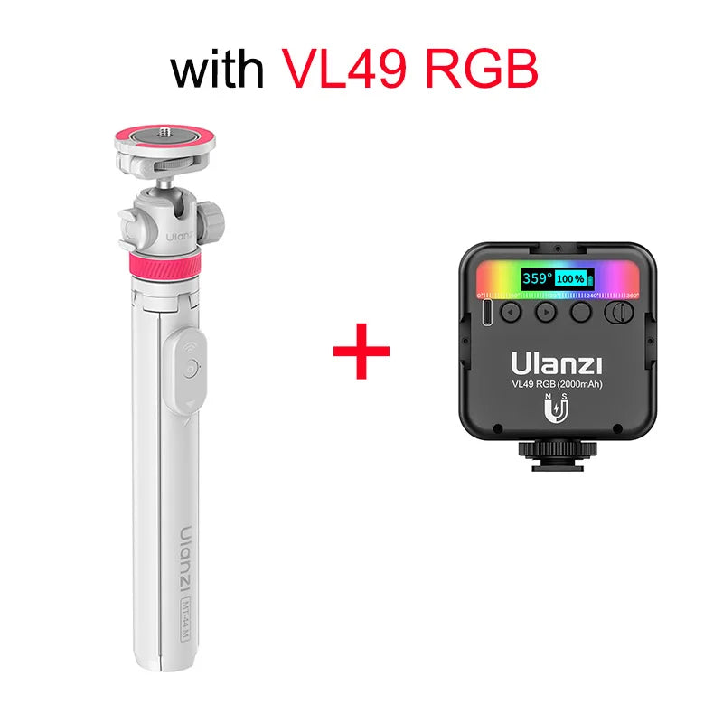 Ulanzi MT-44 M Selfie Stick Ground Tripod 1/4''&Magnetic Selfie Stick for Smartphone Camera One-Touch Auto Deploy for Travel