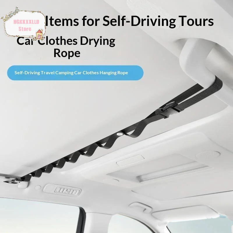 *_*Car Clothes Drying Rope Adjustable Multifunctional Hanging Hanger for Vehicle Rear Seats Road Trip Camping Travel Use