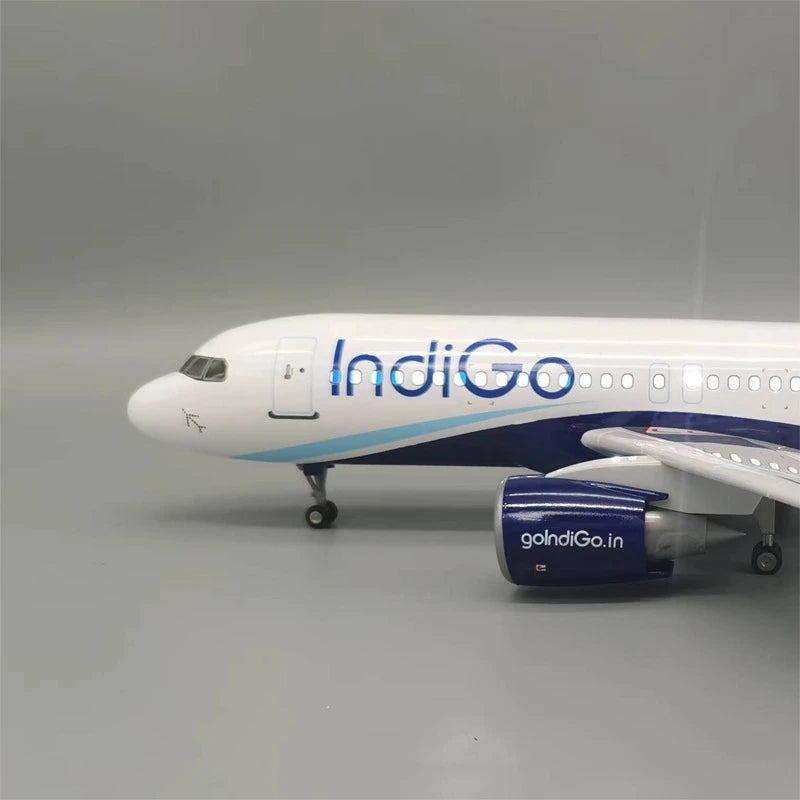 47cm Collectible Aircraft Indigo A320 Diecast Resin Airplane Model Kit With Stand  For Adult Aviation Gift Or Collection Display