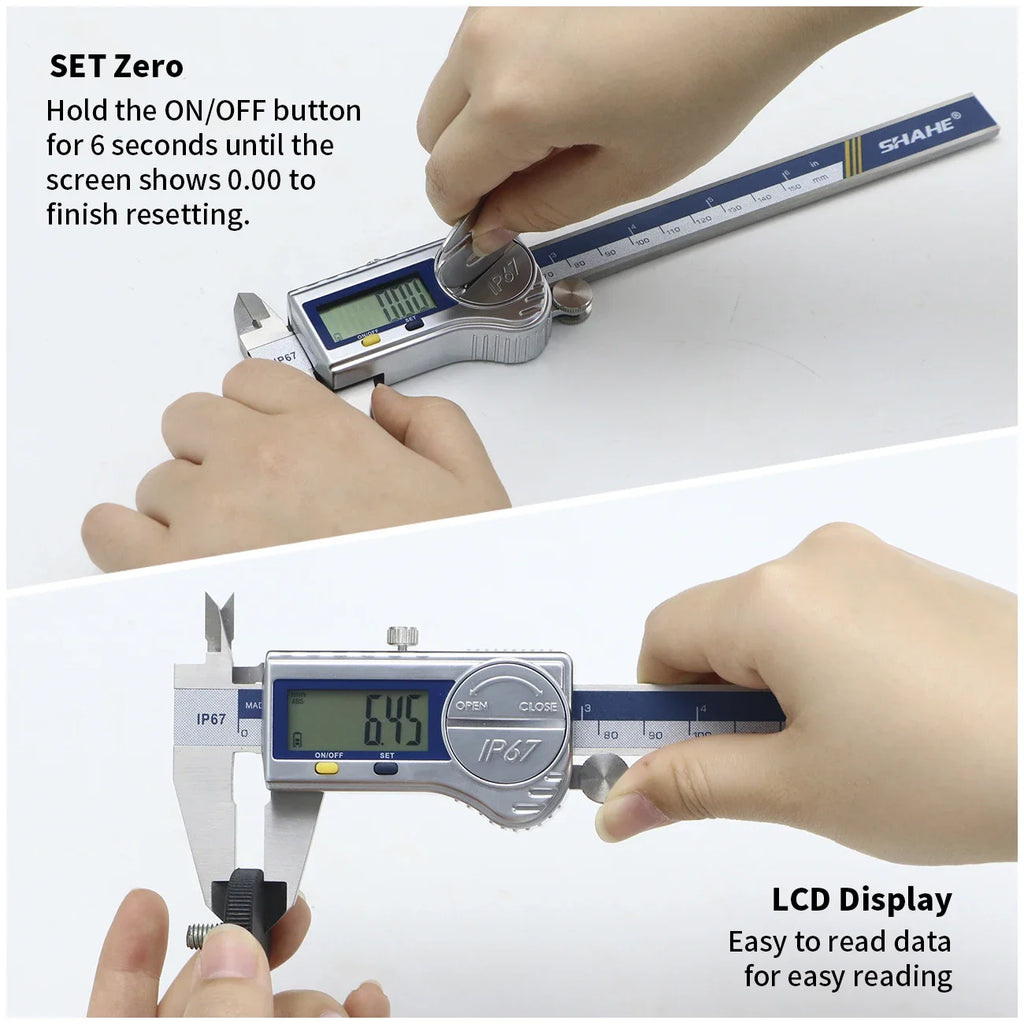SHAHE Digital Caliper,Calipers Measuring Tool with IP67 Coolant/Water/Dust Proof,Large LCD Display,ABS, Inch/MM Conversion