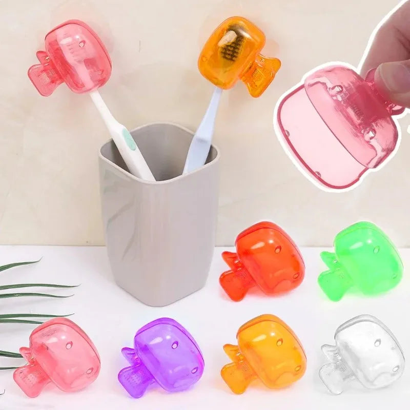 1-8Pcs Travel Toothbrush Toothbrush Protector Cap Brush Pod Case Portable Plastic Clip for Home Travel, Camping, School, Busines
