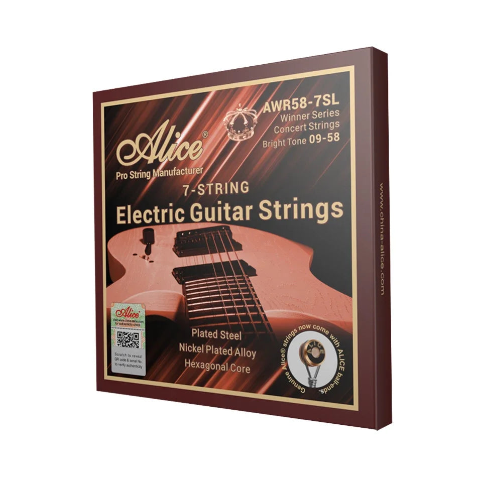 Alice 7-String Electric Guitar Strings Set from E-1st to B-7th Super Light 09-58 Guitar Accessory