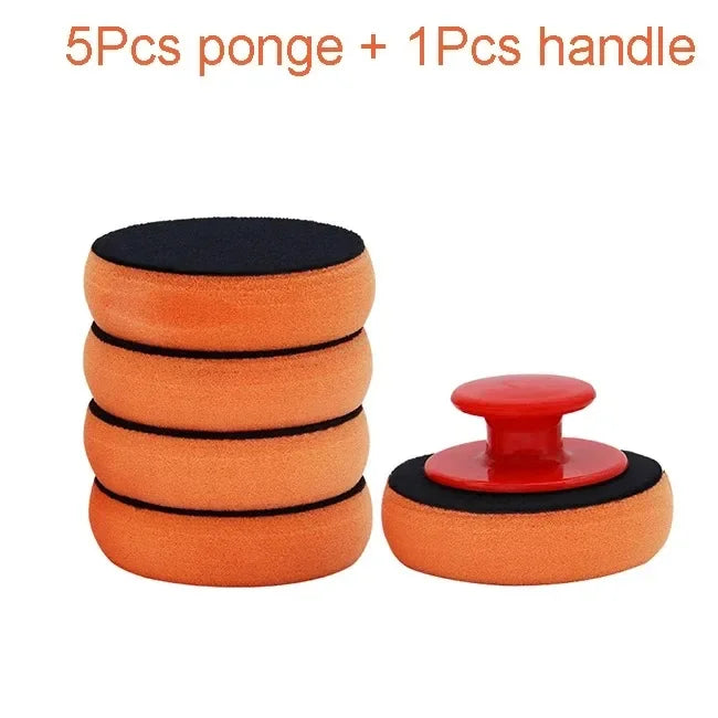 4 Inch Foam Wax Applicator Pads with Red Handle Soft Sponge Polishing Pads for Car Cleaning and Paint Maintenance
