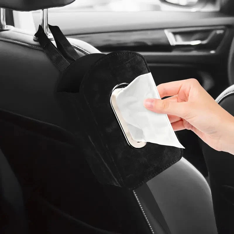 Luxury Retro Suede Car Hanging Tissue Box Universal Auto Back Seat Paper Tissue Storage Bag        Can you recommend some car se