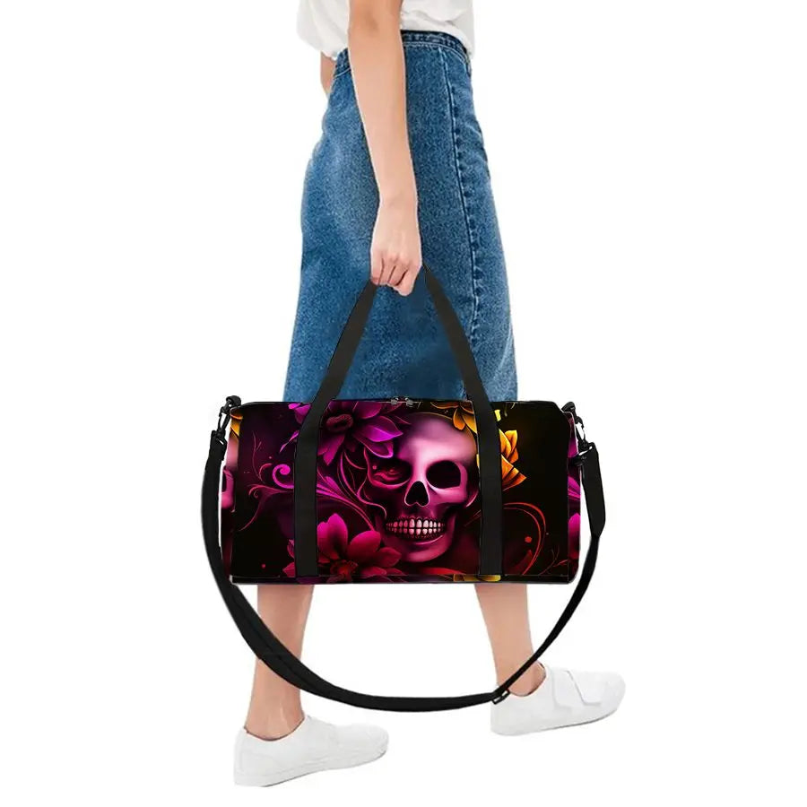 Skull Print Large Capacity Luggage Bag for Boy/Girl Best Gift 2D Cartoon Travel Duffels Outdoor Fitness Bag for Children