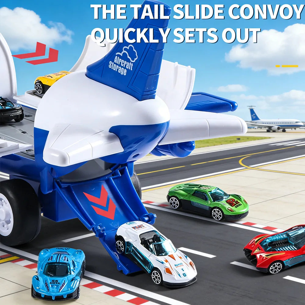 Hot Sale Large Inertial Plane Toy Set with 6 Mini Cars - Perfect Gift for Kids on Christmas/Children's Day
