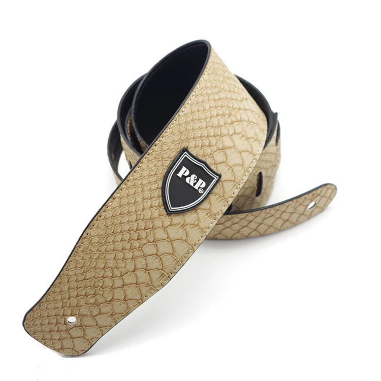 P&P Professional Guitar Strap | Anti-Wrinkle Polyester | Adjustable 33.8"-54.7" (86-139cm) | Leather Ends + Hidden Pick Clip