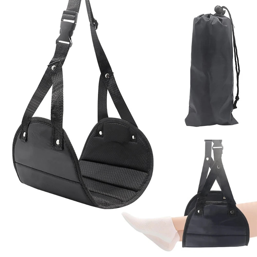 Portable Adjustable Footrest Hammock for Airplane Travel Long Flight Bus Train Office Travel Accessories for Leg Rest Foot Sling