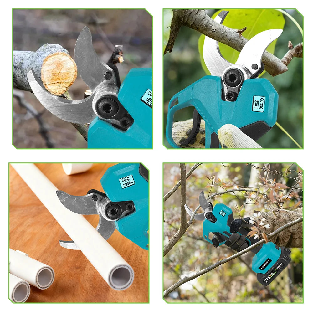 NEWBENY 65MM Cordless Electric Pruning Shears 2 Gears Handheld Scissors Tree Branches Cutting Power Tools For Makita Battery Pin