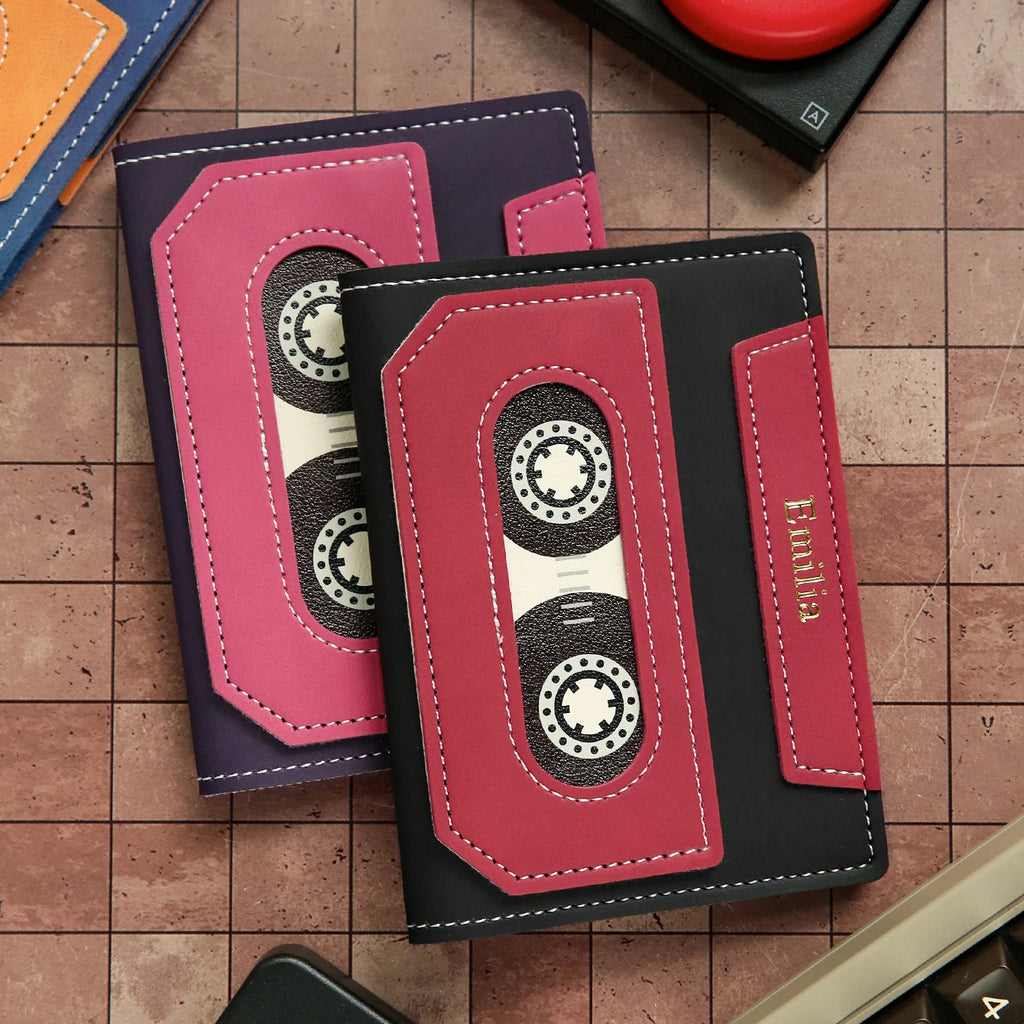 Custom Cassette Tape Passport Cover with Name Personalized Retro Cassette Tape Passport Holder Custom Name PU Leather TravelGift