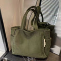 Large Corduroy Tote Bag for Women Everyday Shoulder Bag with Pockets and Zipper for Work Travel Vacation