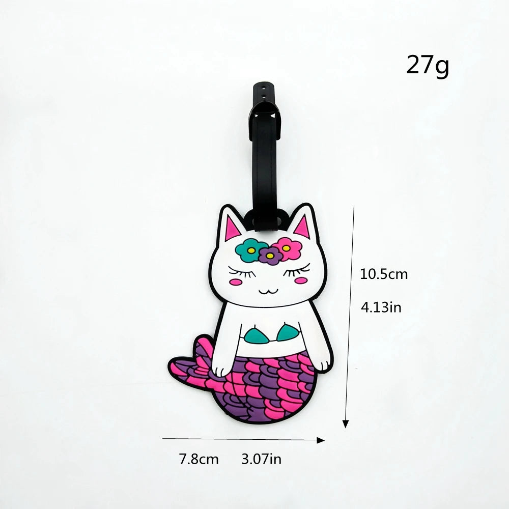 1PC/2PCS Cute Kitten Mermaid Luggage Tag Pendant for Travel and Business Trip, Airplane Factory Luggage Bag Loss Prevention Tag,