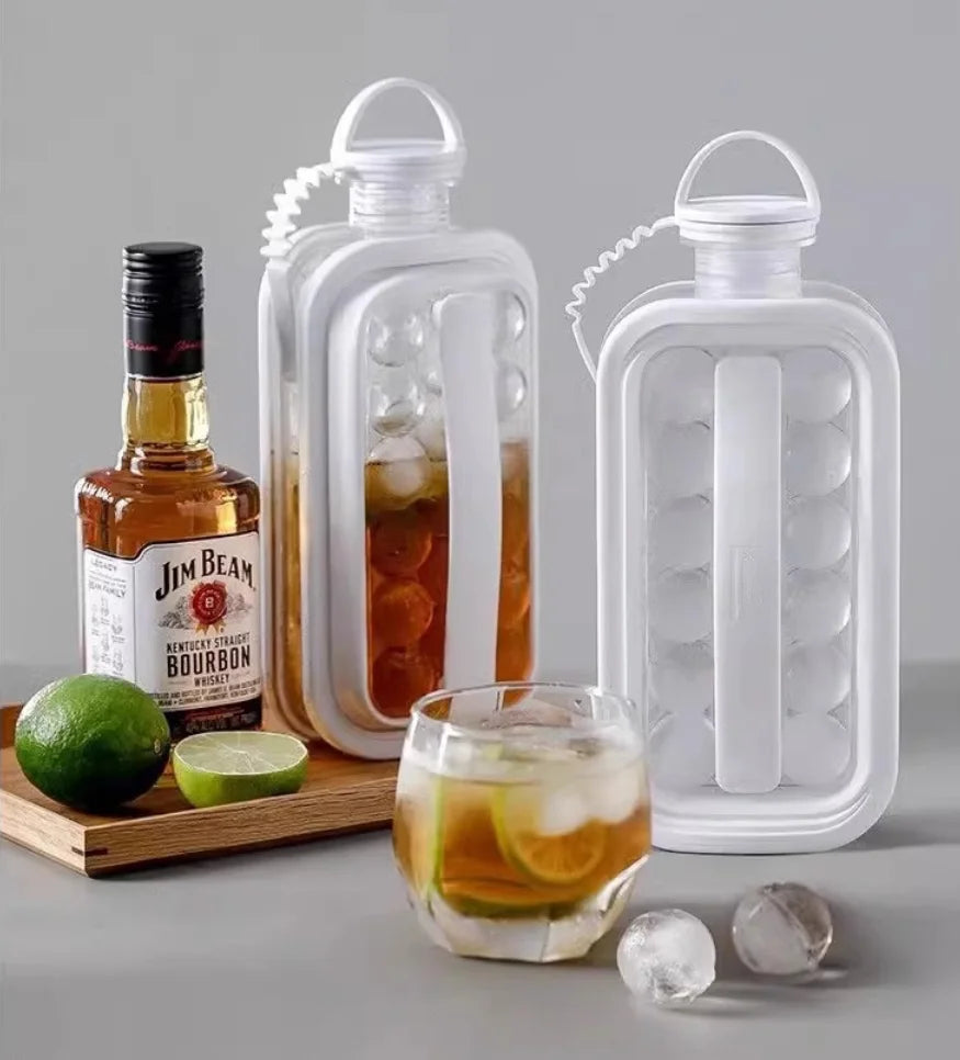2-in-1 New Ice Hockey Pot Making Silicone Portable Cold Drink Ice Cup Ice Ball Molds Collapsible Ice Maker Home Travel